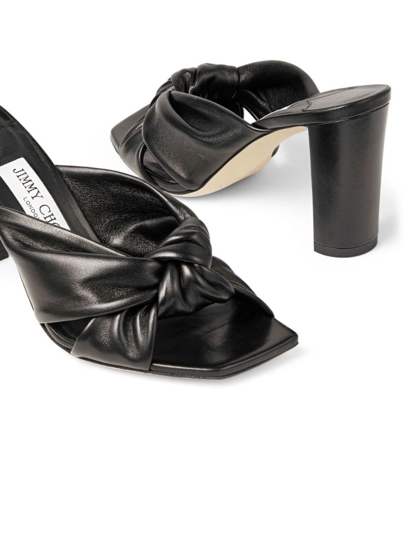 Black Avenue 85 Knot-detail Leather Mules