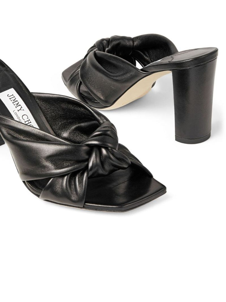 Black Avenue 85 Knot-detail Leather Mules