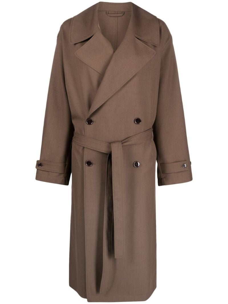 Brown Double Breasted Belted Coat