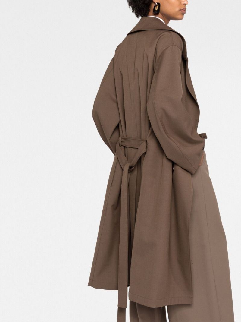 Brown Double Breasted Belted Coat