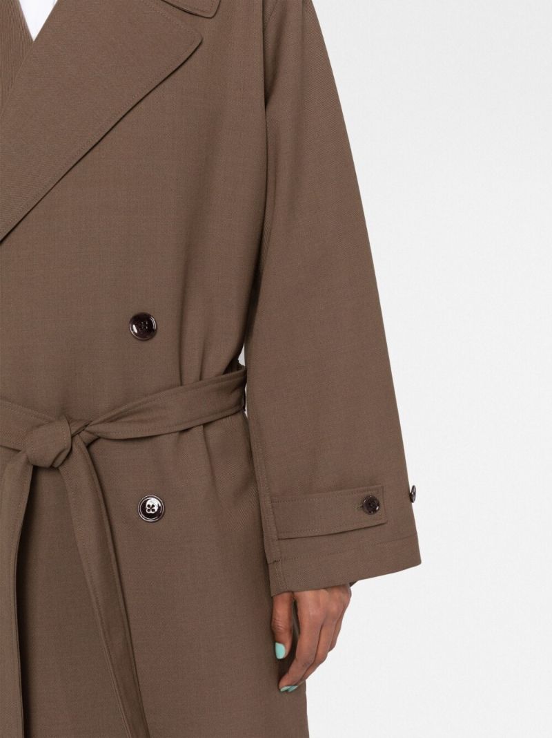 Brown Double Breasted Belted Coat
