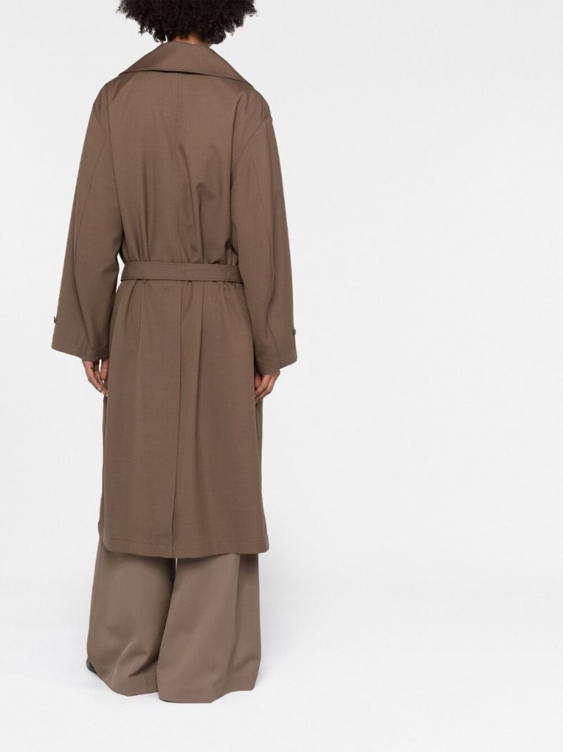 Brown Double Breasted Belted Coat