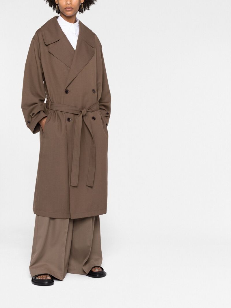 Brown Double Breasted Belted Coat
