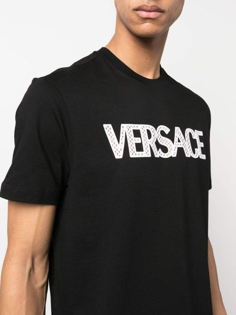 Black Mesh Logo Cotton T-shirt