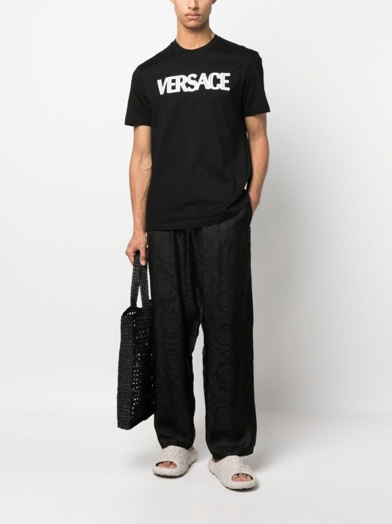 Black Mesh Logo Cotton T-shirt