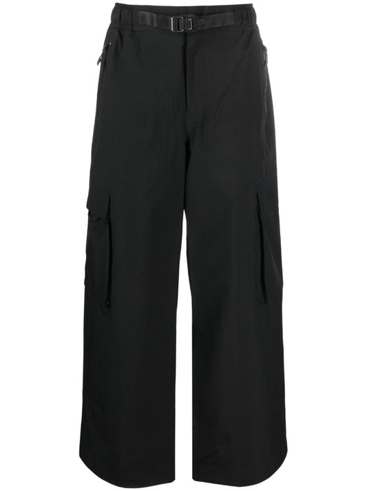 Black High-waisted Belted Cargo Pants