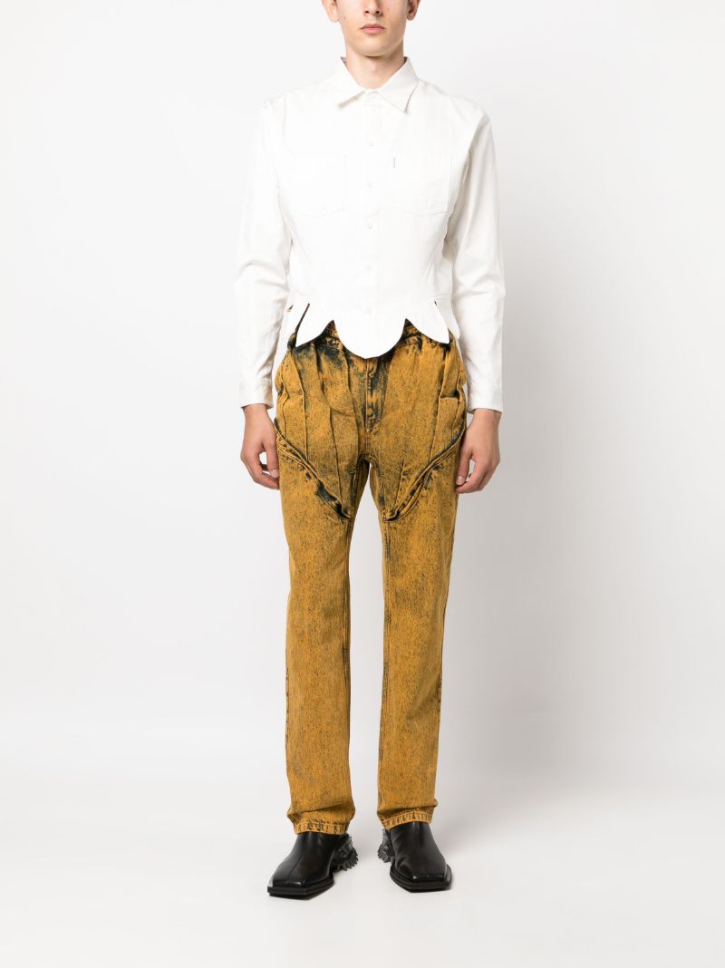 White Scallop-hem Cotton Shirt