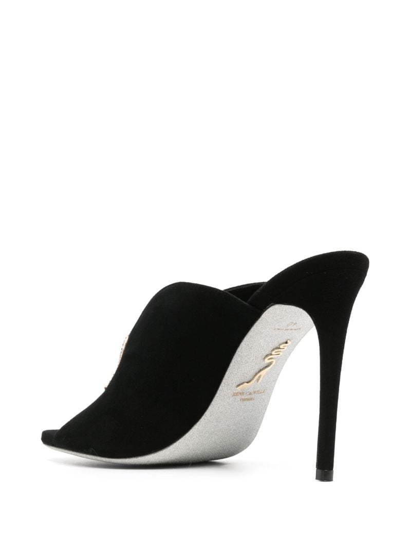 Black 105 Snake-detail Suede Mules