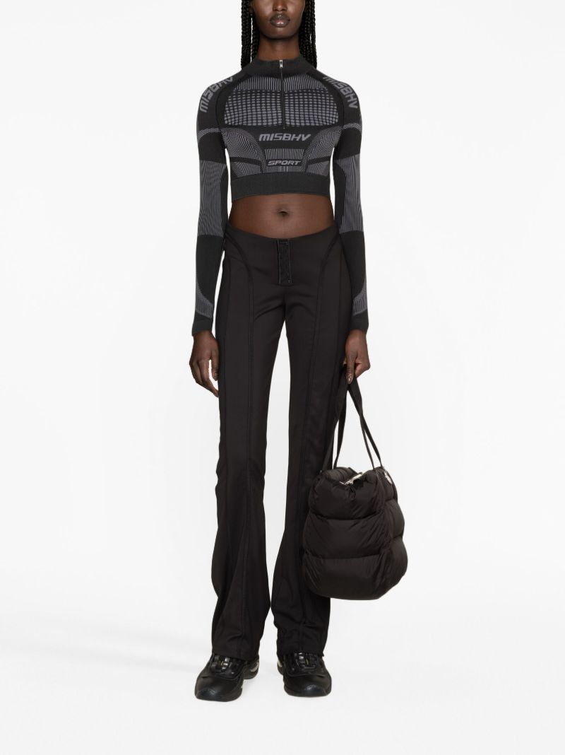 Black Europa Half Zip Crop Top