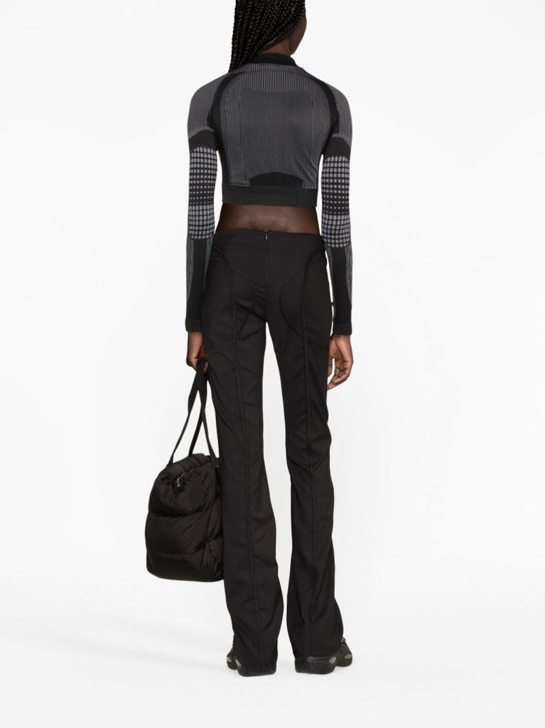 Black Europa Half Zip Crop Top