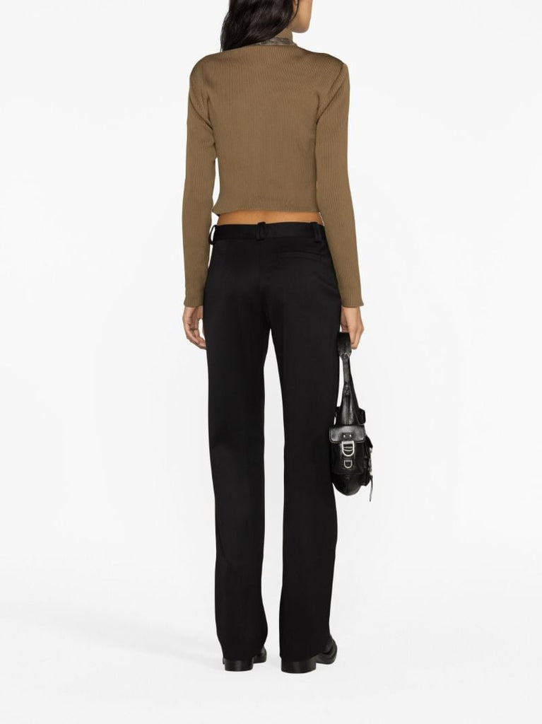 X Cracked Brown Leather-panelled Jacket