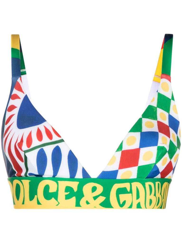 Green Carretto-print Bralette