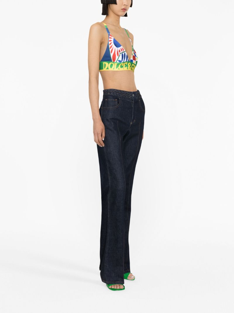 Green Carretto-print Bralette