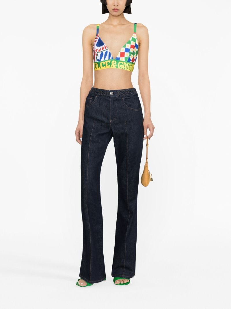 Green Carretto-print Bralette
