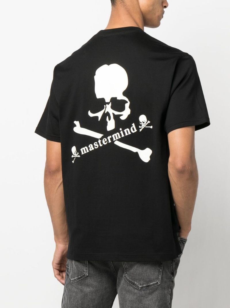 Black Skull Print Cotton T-shirt