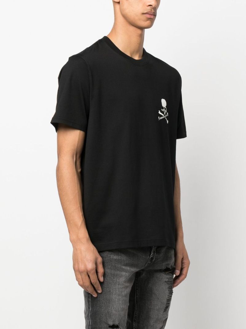 Black Skull Print Cotton T-shirt