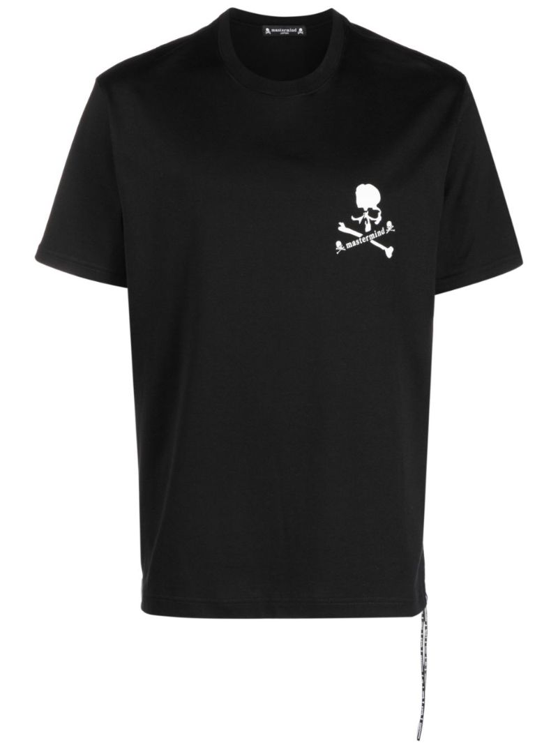 Black Skull Print Cotton T-shirt