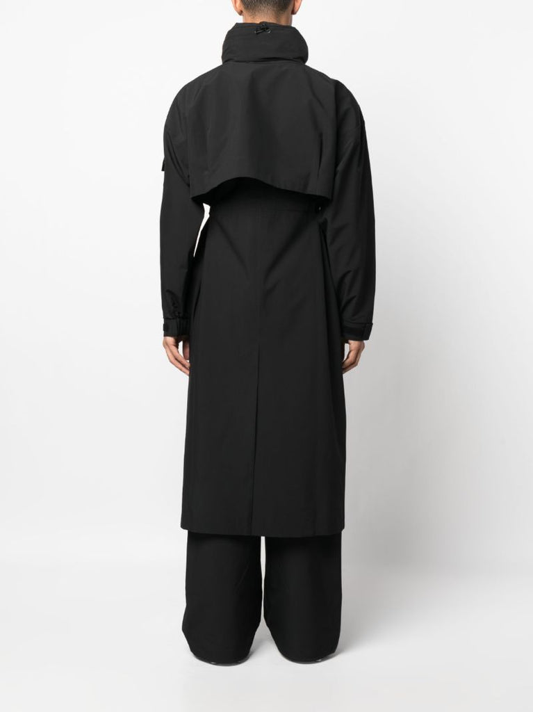 Black Klipra High-neck Belted Parka Coat