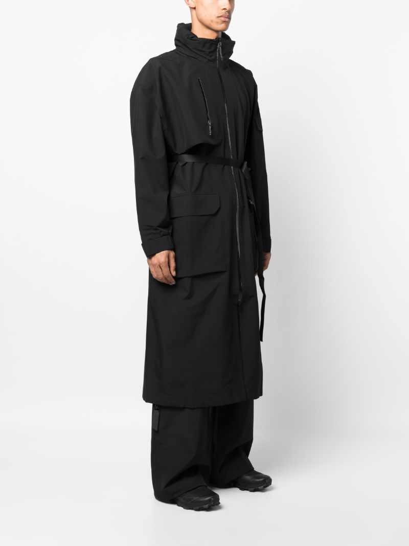 Black Klipra High-neck Belted Parka Coat