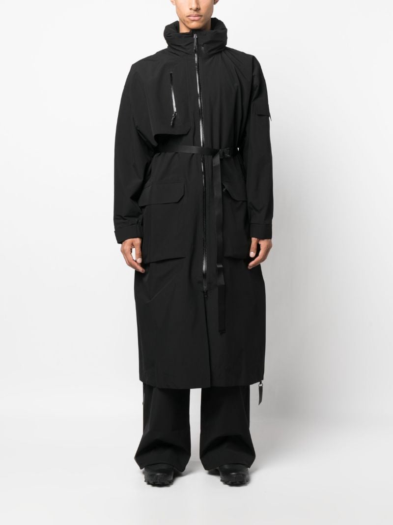 Black Klipra High-neck Belted Parka Coat