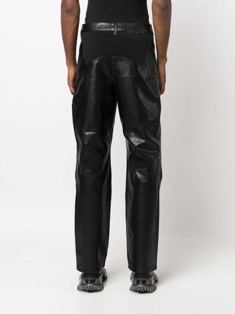 Black Embossed Faux-leather Trousers
