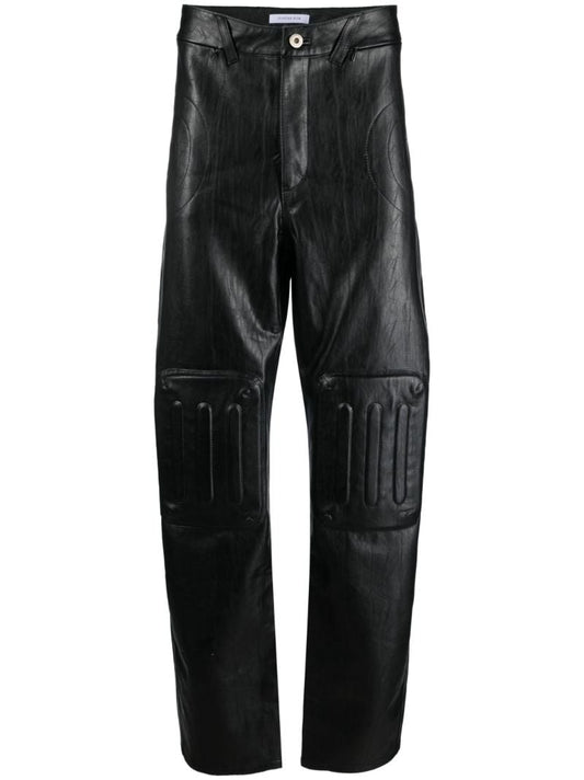 Black Embossed Faux-leather Trousers