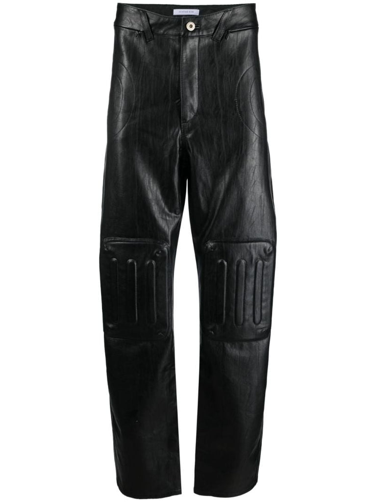 Black Embossed Faux-leather Trousers