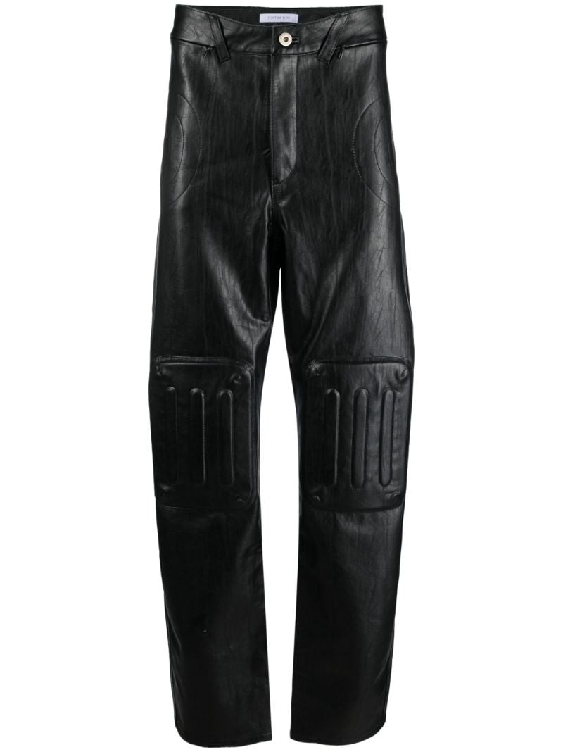 Black Embossed Faux-leather Trousers