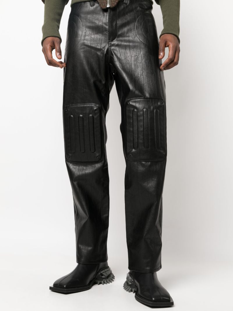 Black Embossed Faux-leather Trousers