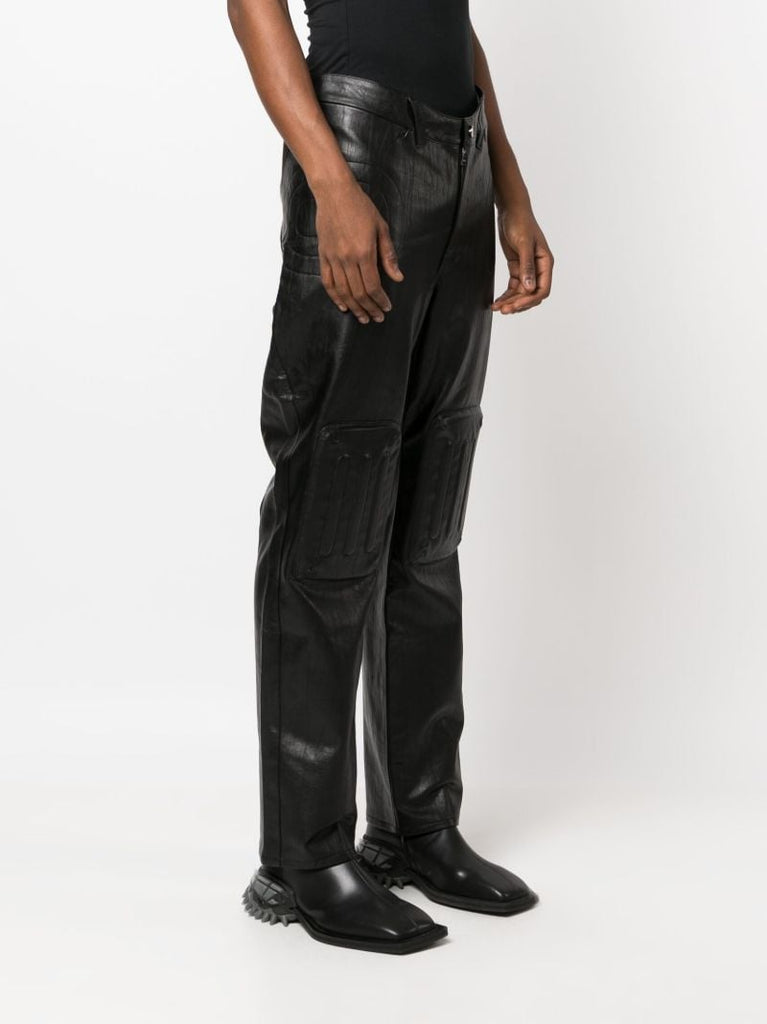 Black Embossed Faux-leather Trousers