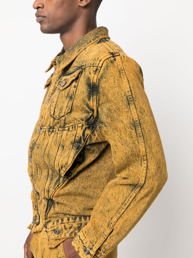 Yellow Acid-wash Corset Denim Jacket
