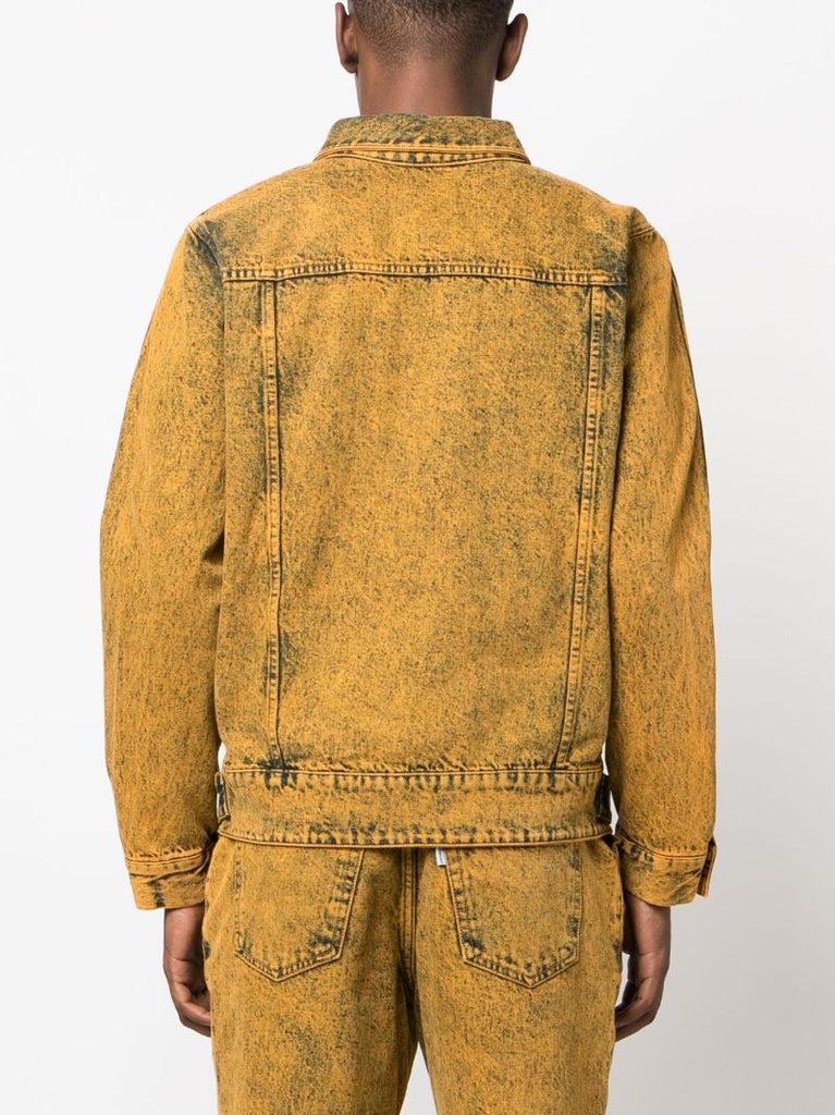 Yellow Acid-wash Corset Denim Jacket
