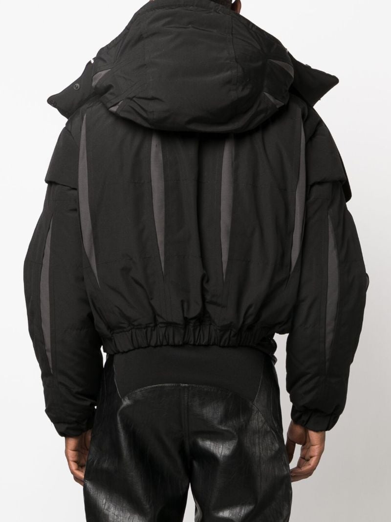 Black Slashed Hooded Padded Jacket