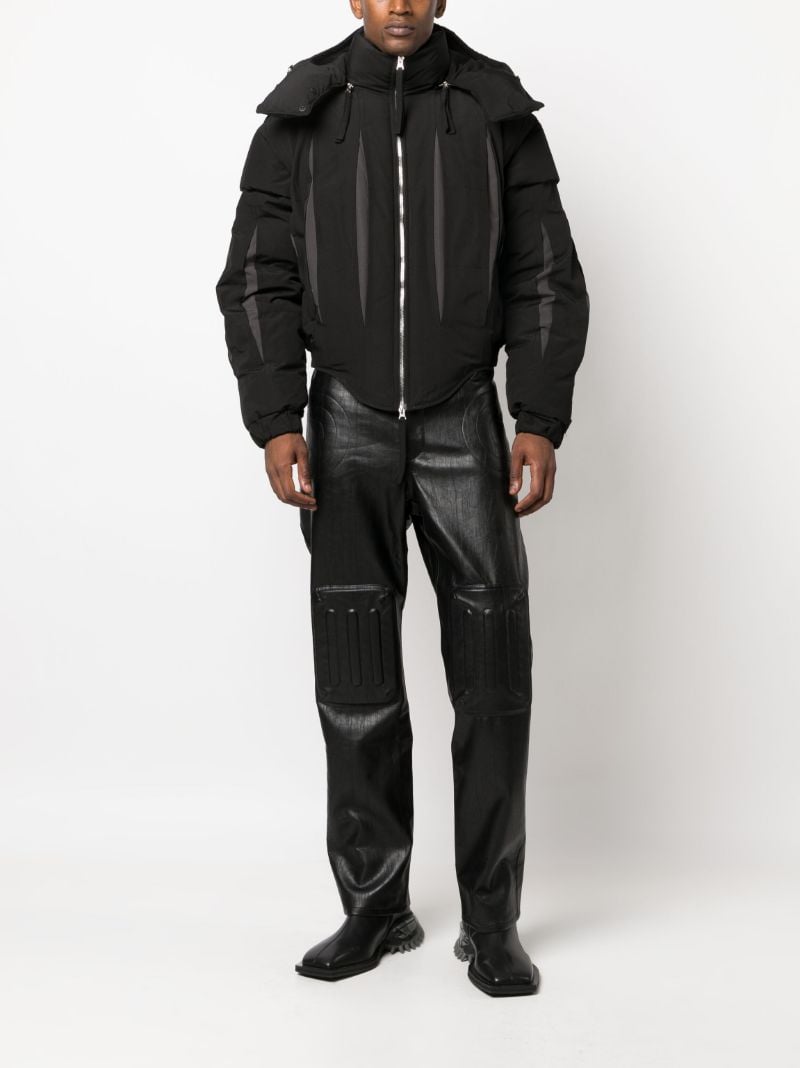 Black Slashed Hooded Padded Jacket