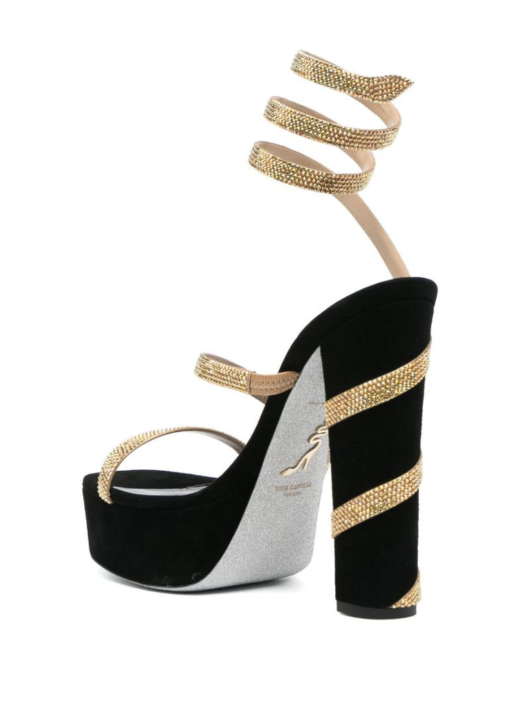 Black Crystal Embellished Sandals