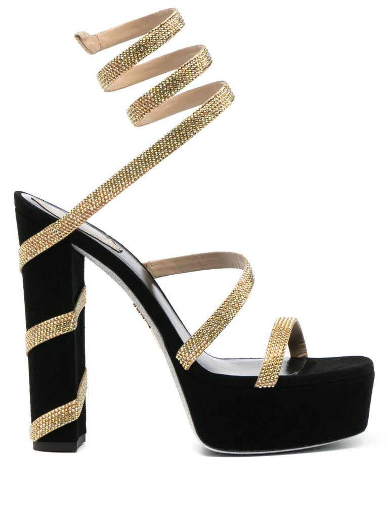 Black Crystal Embellished Sandals