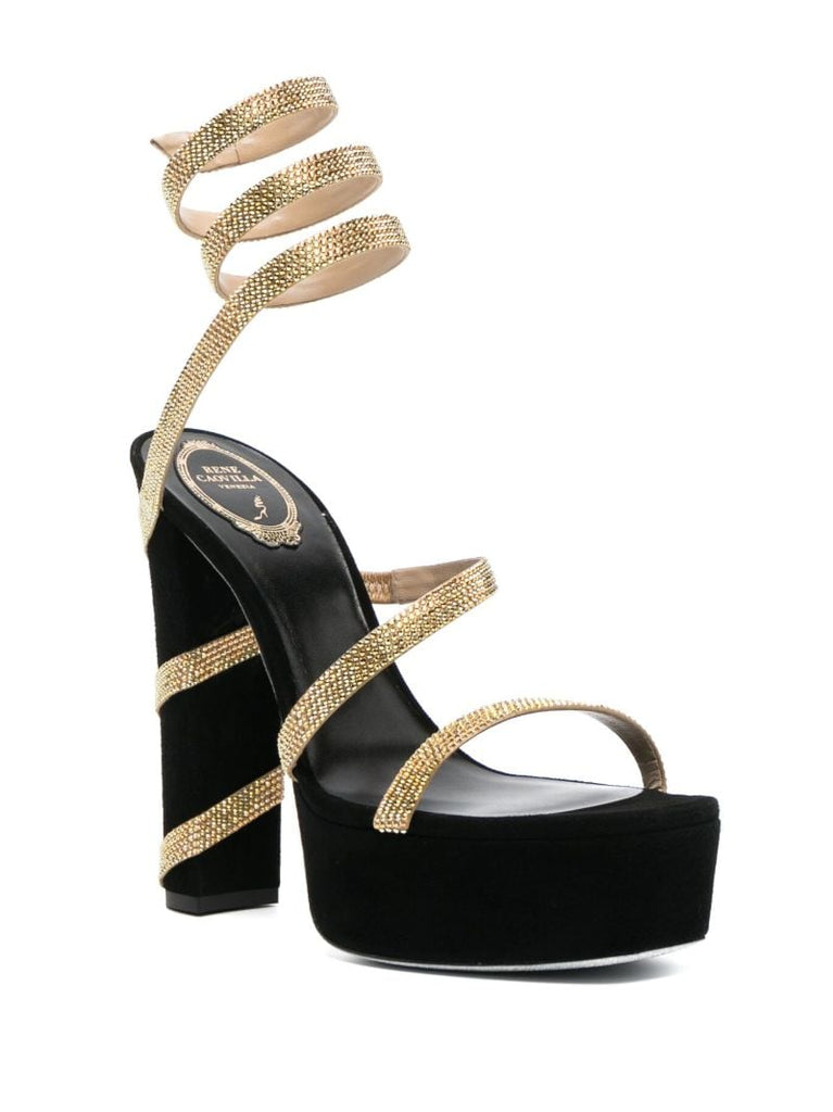 Black Crystal Embellished Sandals