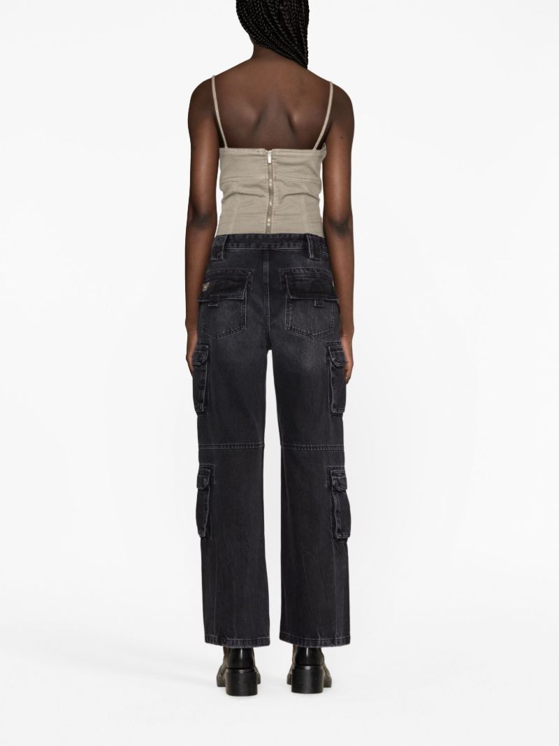 Black Harness Detailed Cargo Jeans