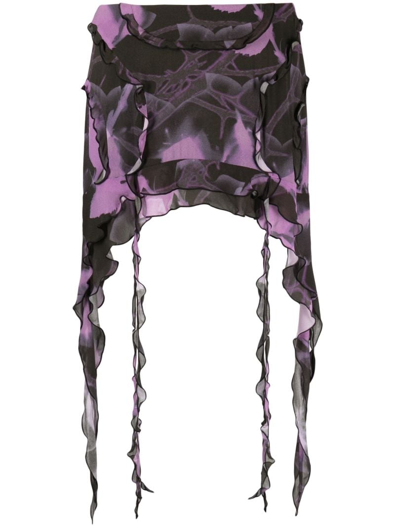 Purple Draped Chiffon Mini Skirt