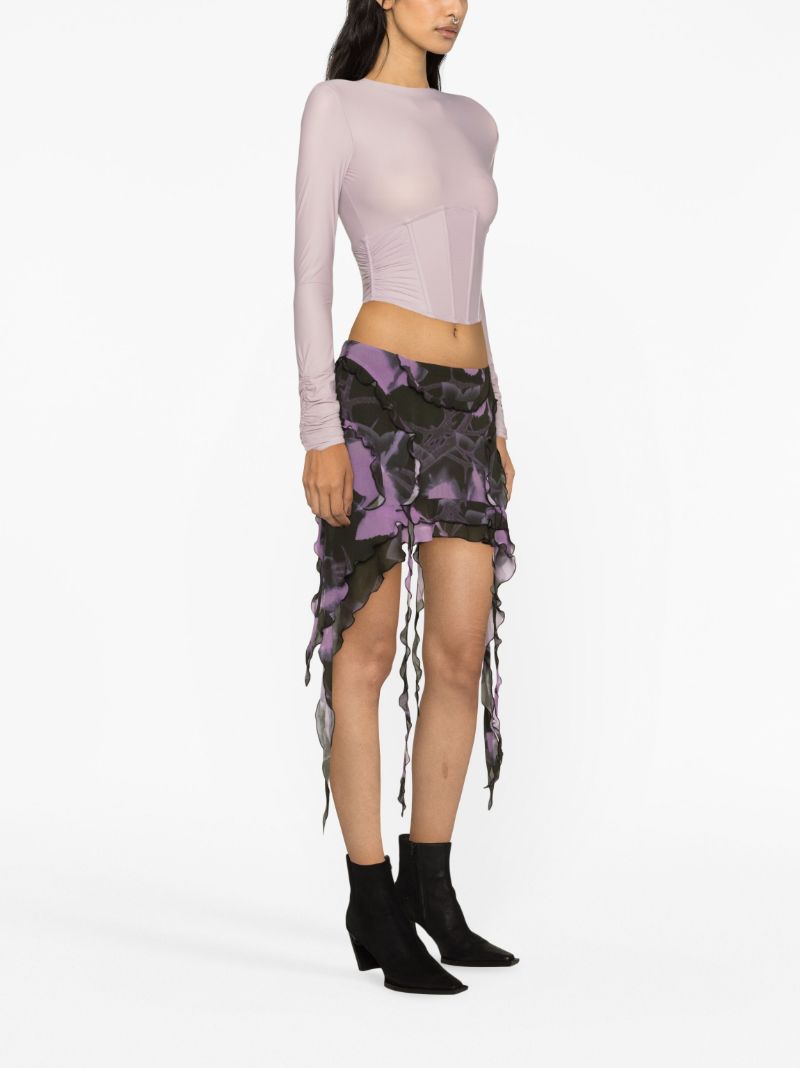Purple Draped Chiffon Mini Skirt