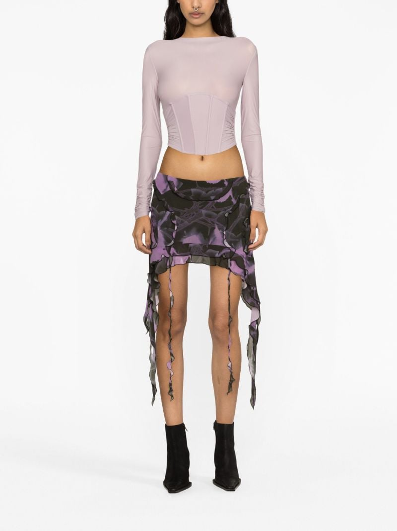 Purple Draped Chiffon Mini Skirt