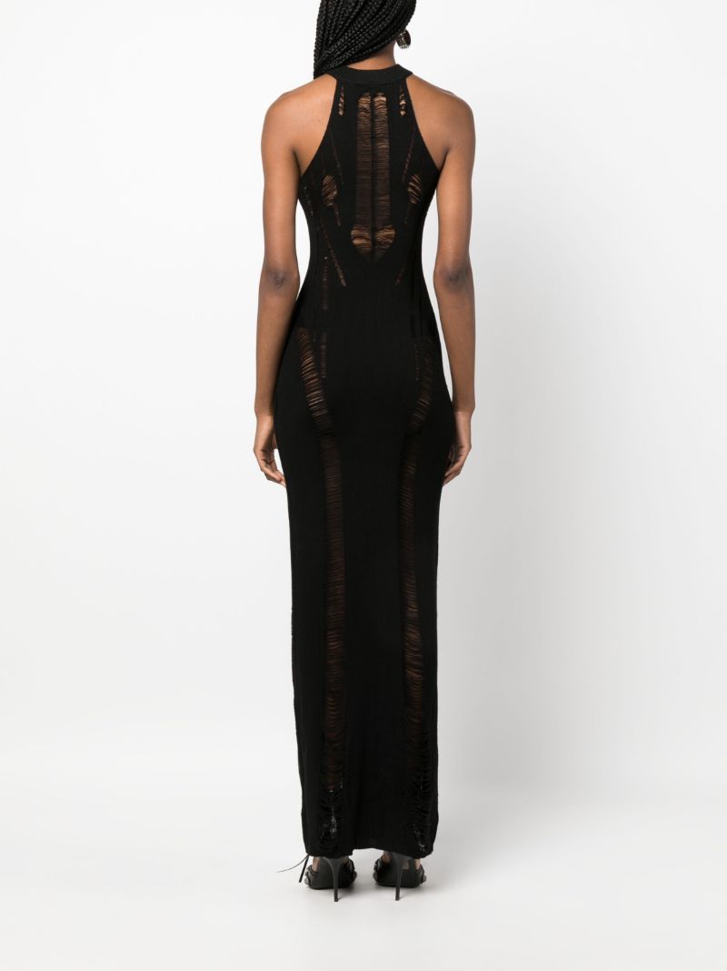 Black Ripped Knitted Maxi Dress