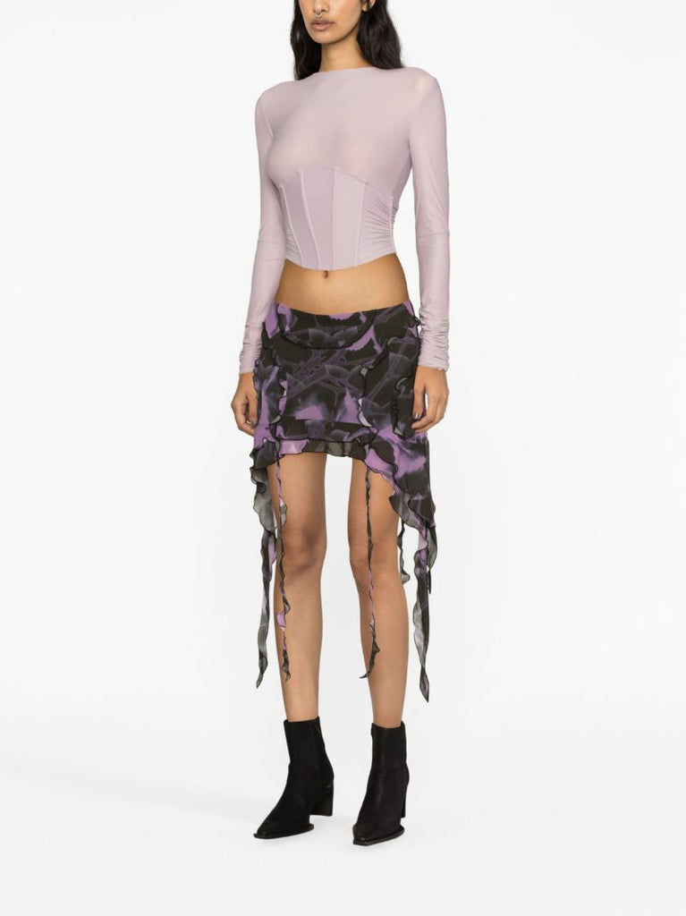 Purple Pandora Mesh Corset-style Top