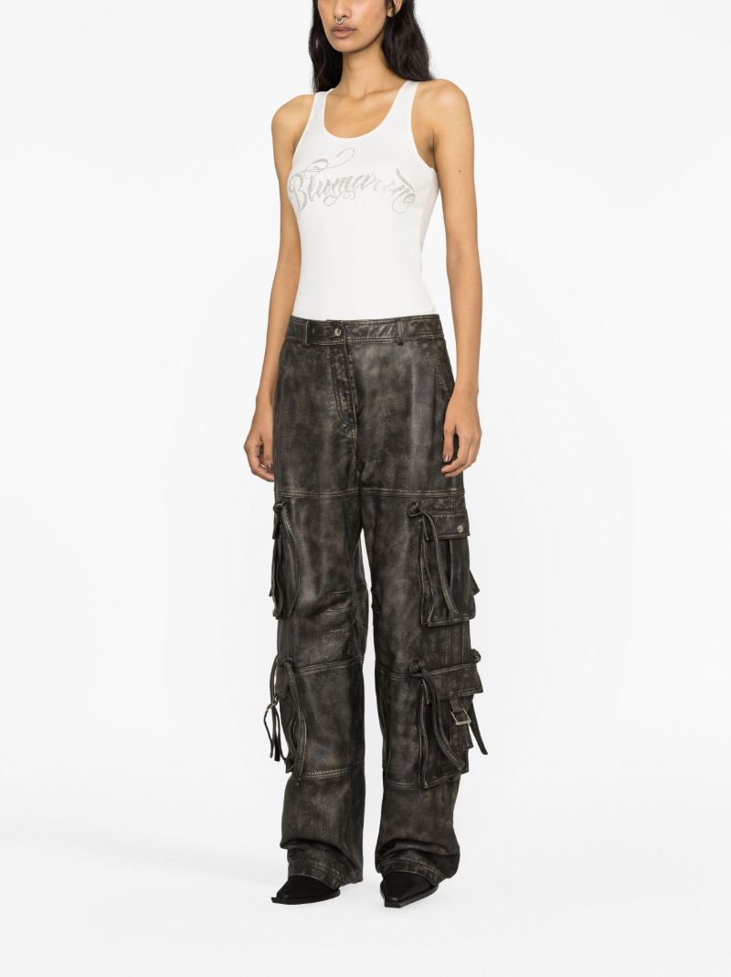 White Canotta Crystal-embellished Logo Top