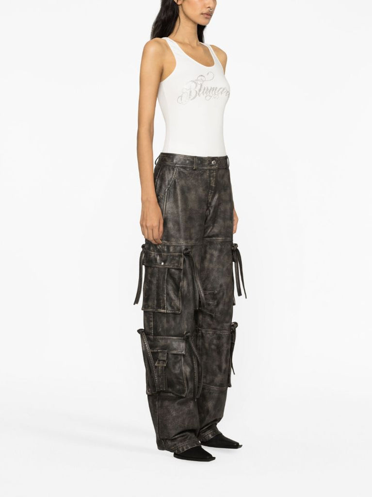 White Canotta Crystal-embellished Logo Top