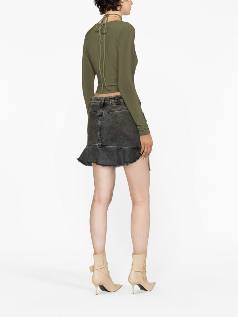 Black Cargo Pockets Denim Mini Skirt