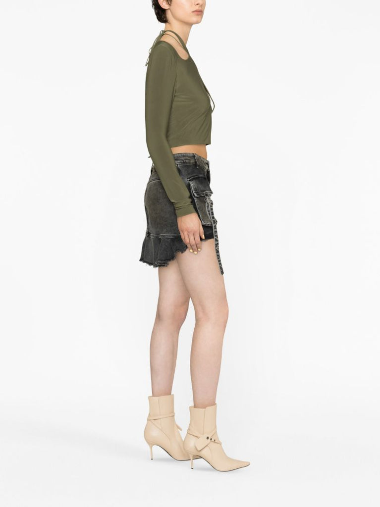 Black Cargo Pockets Denim Mini Skirt