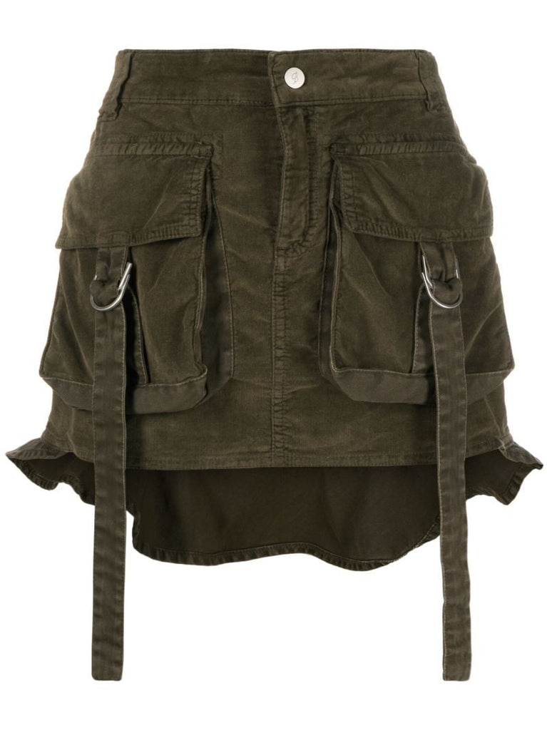 Green Cargo Mini Skirt