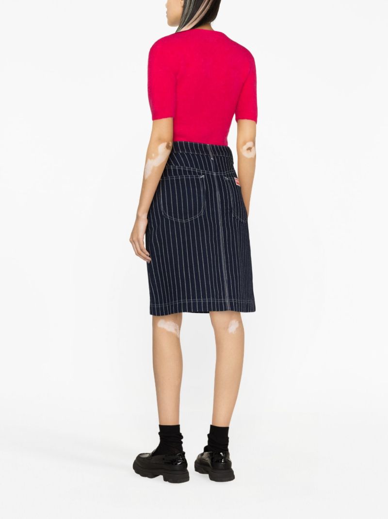 Blue Sashiko-stitch Pinstripe Denim Skirt