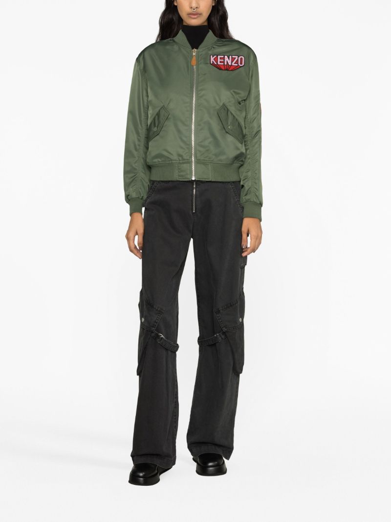 Green Logo-appliquÃ_x0083_Â© Bomber Jacket